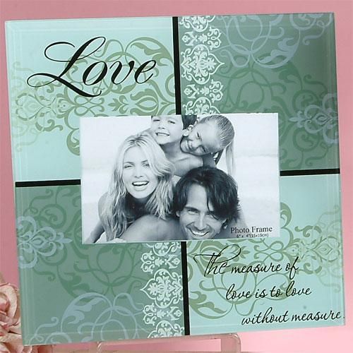 inches Green Glass Photo Frame Love