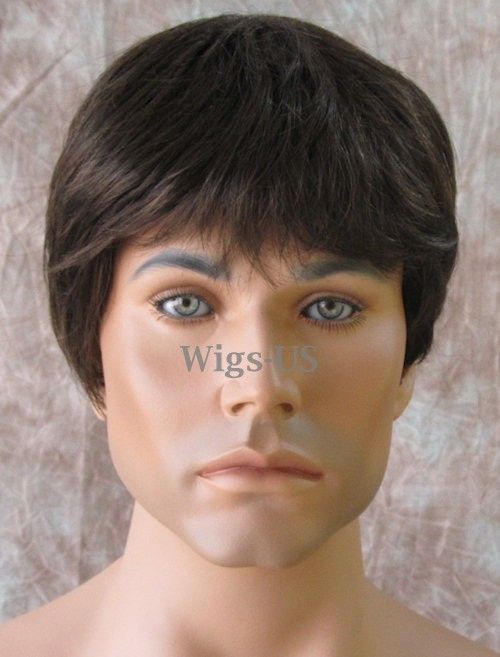 Classic Style Medium Chestnut Brown Mix Mens Full Wig