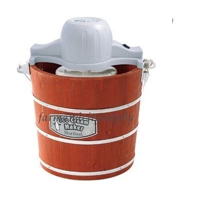 West Bend IC12701 Electric Ice Cream Maker Wooden Bucket 4qt New Auth