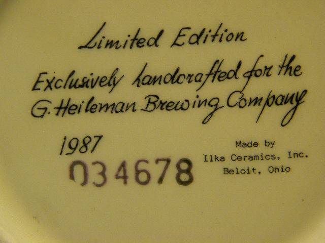 handcrafted in usa by ilka ceramics this 1987 limited edition heileman