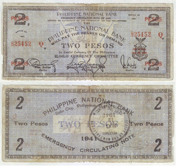 Philippines 1941 Iloilo City 2 Pesos C/S Tangub, Misamis Occicdental