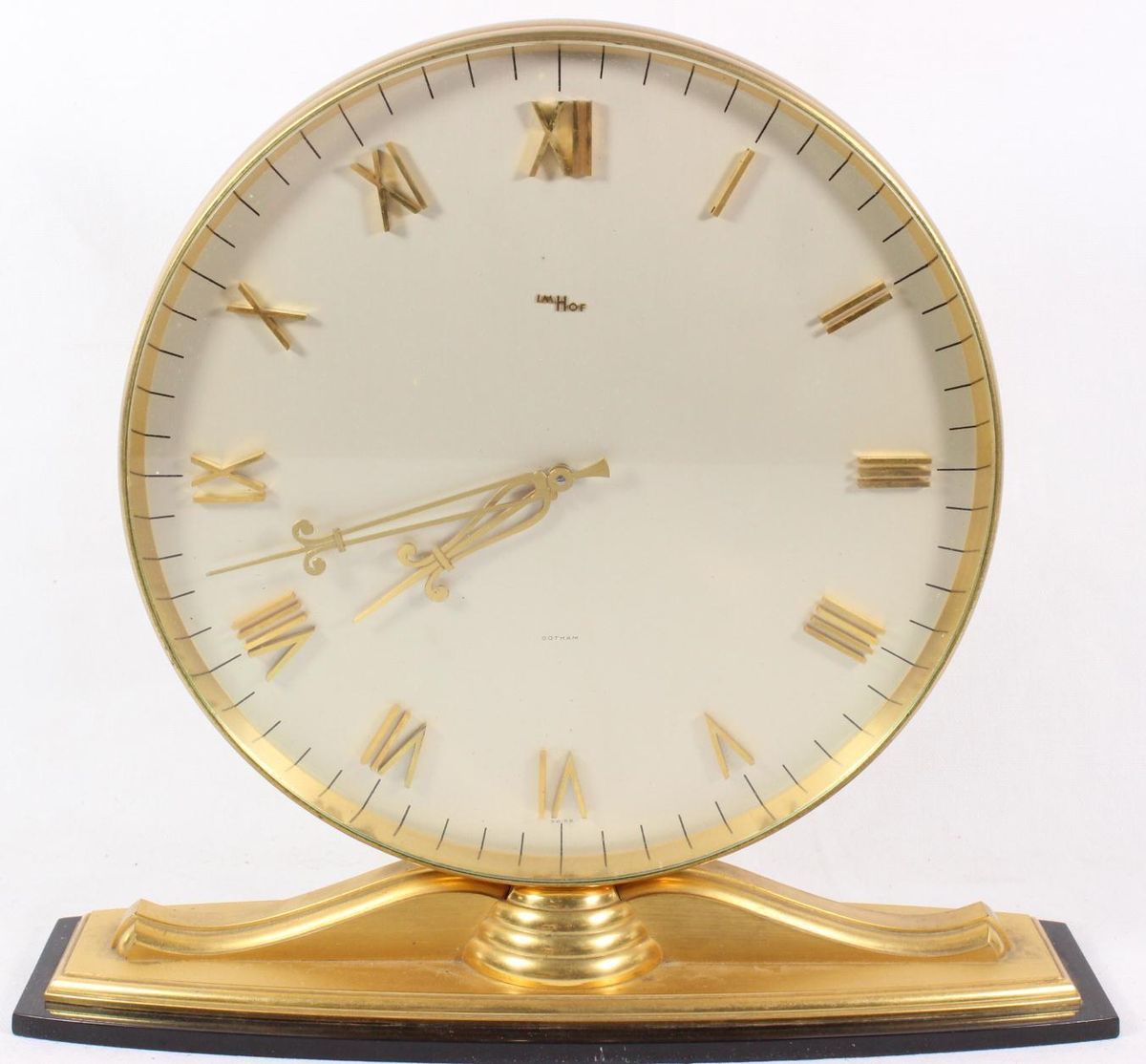 Imhof Gotham Swiss Made 15 Jewels Brushed Brass Mantel Clock   FREE