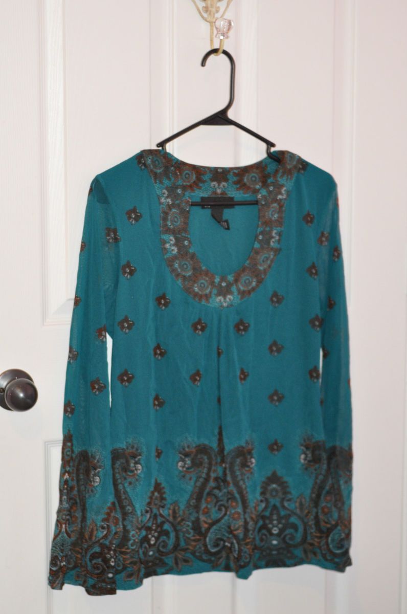 Inc International Concepts Top Shirt Blouse L Large $50 MSRP Paisley