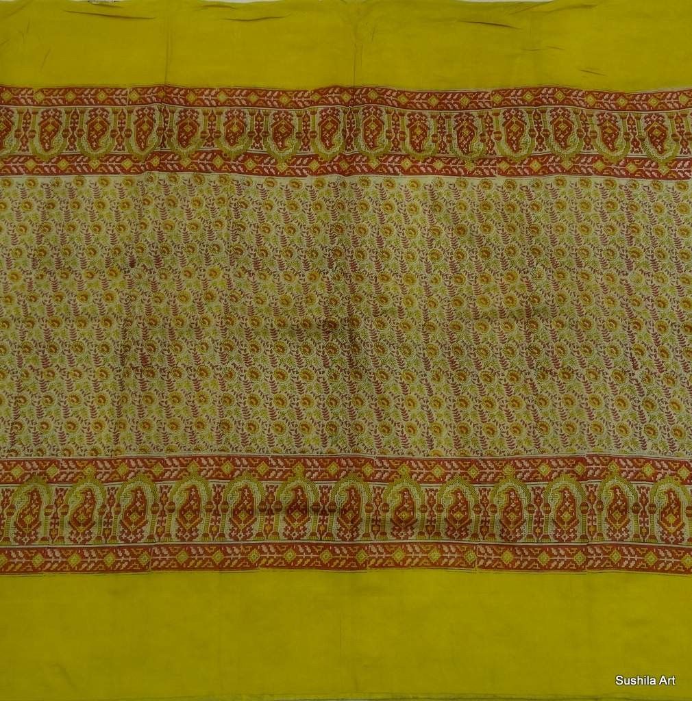  Sari Pure Silk Printed Saree 5Y Indian Fabric Curtain Drape Home Decor