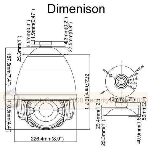  High Speed 600TVL 30x Zoom Network IP PTZ Camera 100M IR Range