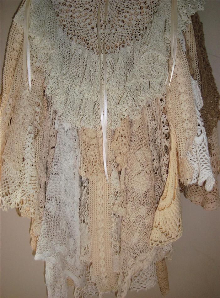 OOAK Up Cycled Vintage Gypsy Crochet Doily Dress Size S/M/L