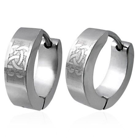 Celtic Irish Huggie Hoop Round Stud Ear Rings Boys Mens s Steel