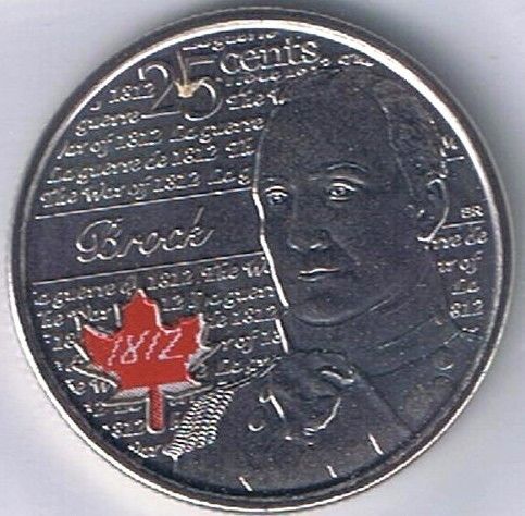 War of 1812 Sir Isaac Brock 25¢ Coin 2nd of Series Canada Red in RCM