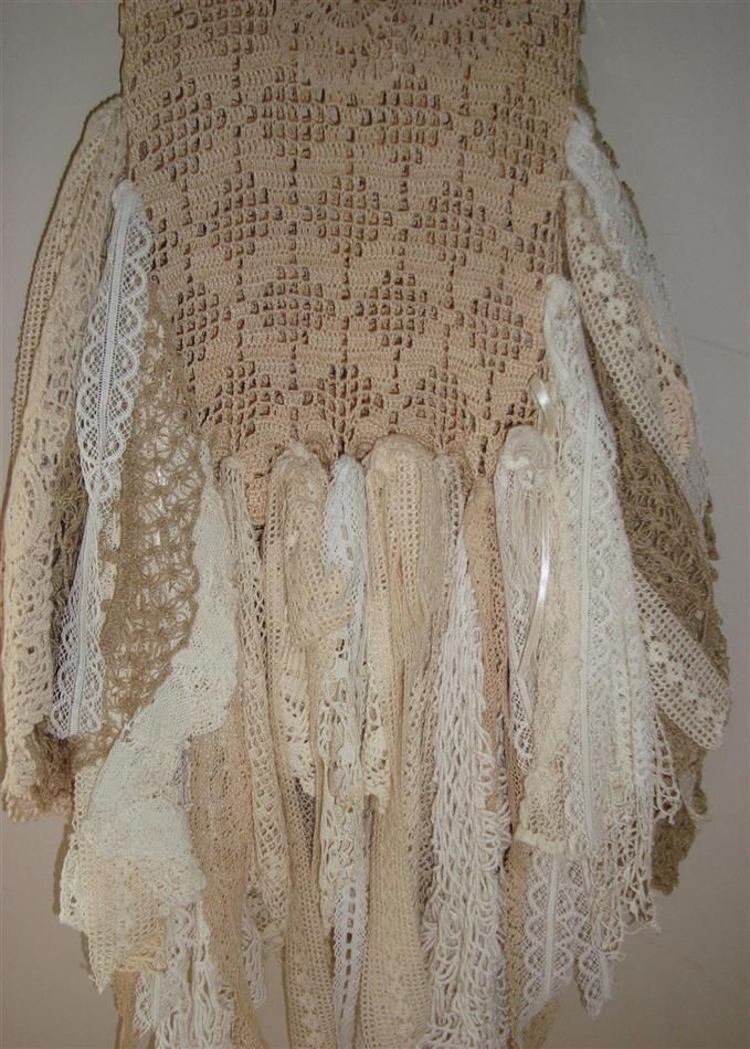 OOAK Up Cycled Vintage Gypsy Crochet Doily Dress Size S/M/L