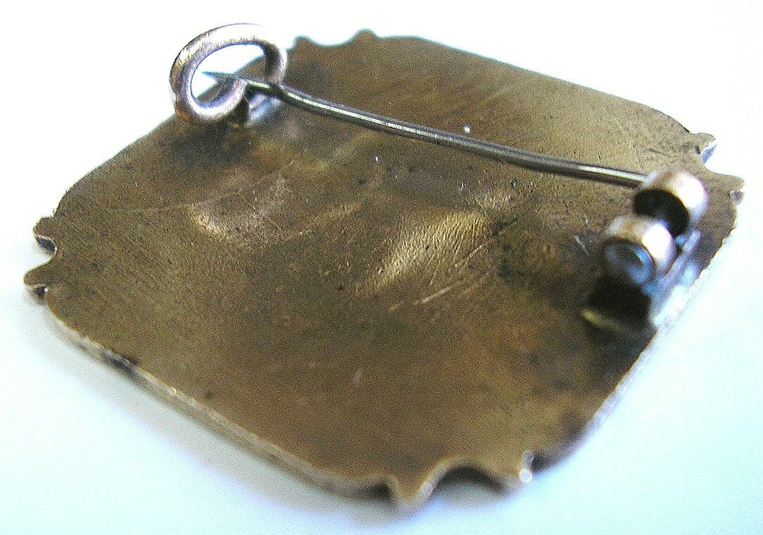 French Brooch Pin Square Beaux Arts Cast Bronze La Ceramique c1900