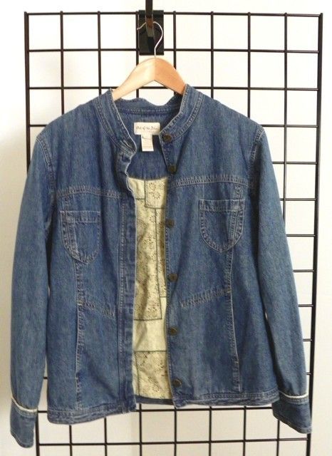 Jill Out of The Blue Denim Jean Jacket M Tall Toile Lining