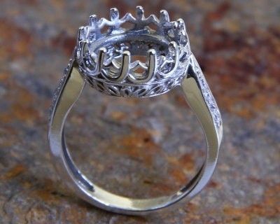 11mm Semi Mount Sterling Silver Ring Setting 6 25