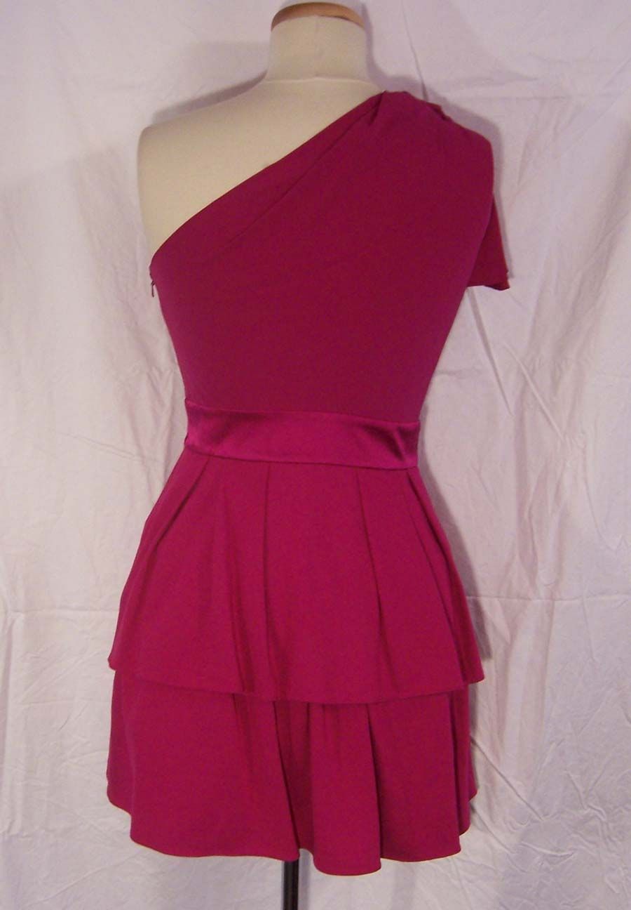 New Jay Godfrey Tiered One Shoulder Dress Size 4