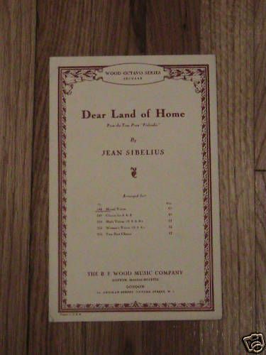 Dear Land of Home Sheet Music Jean Sibelius Wood Octavo