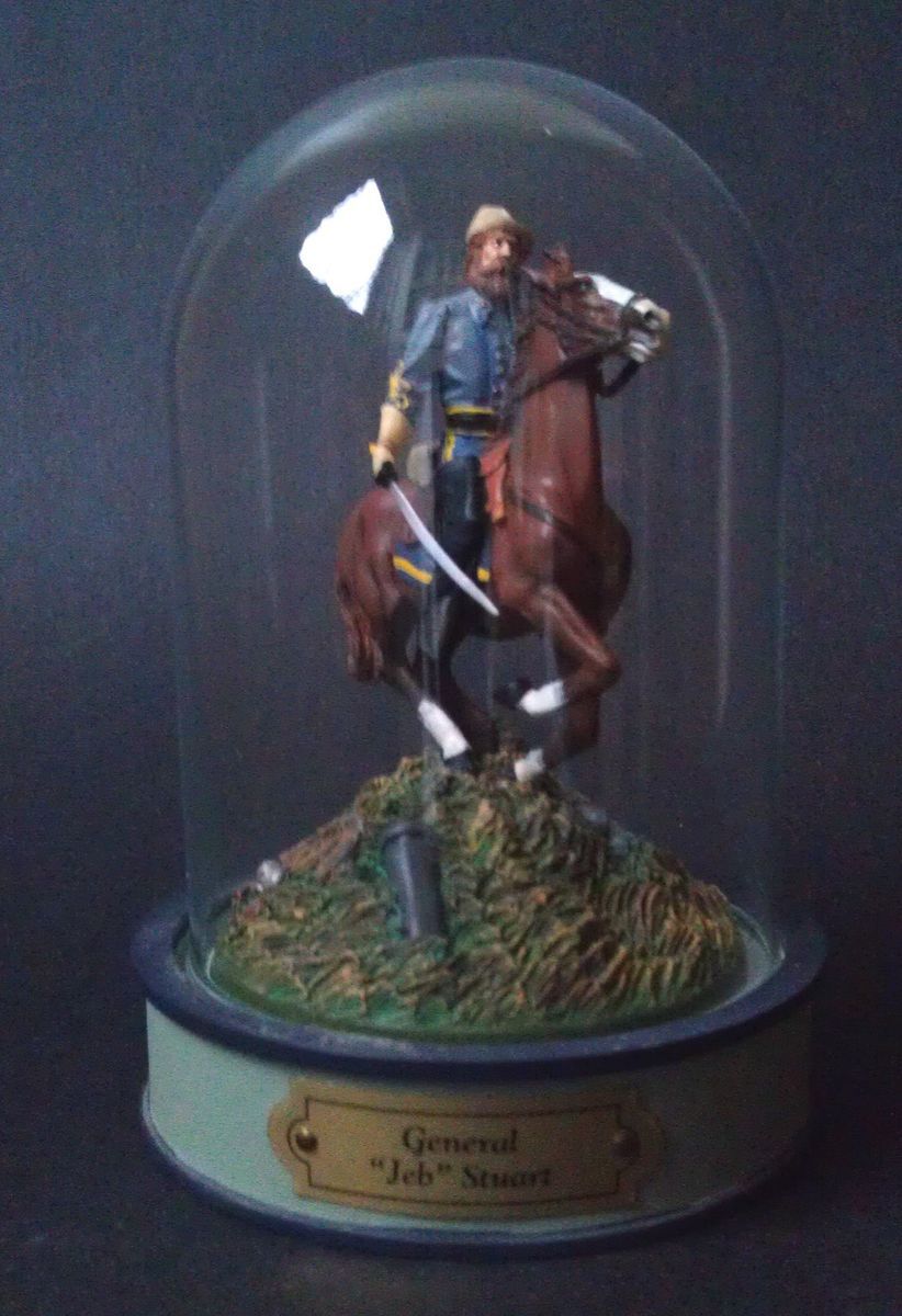 Franklin Mint General Jeb Stuart Civil War Figurine with Glass Dome