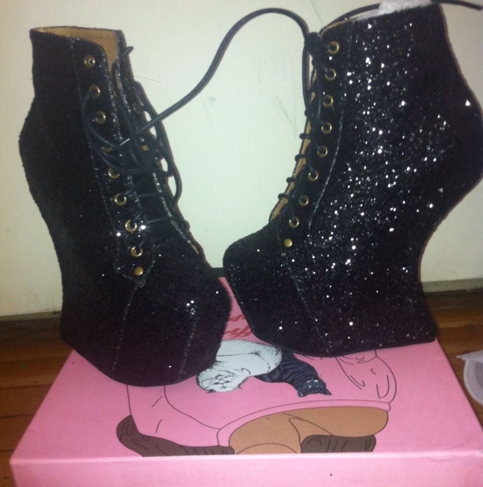 Jeffrey Campbell Glitter Moonwalk Heel Less Wedge NWB