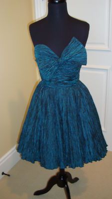 Guar Auth Jenny Packham Teal Ruched Strapless Dress 4