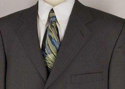 44R Jeffrey Banks Olive Green Blue Windowpane Sport Coat Jacket Suit