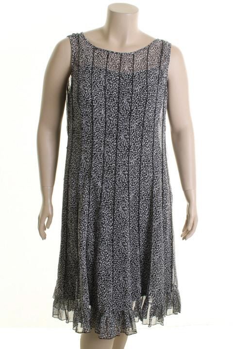 Jessica Howard Black White Printed Sleeveless Scoop Neck Casual Dress
