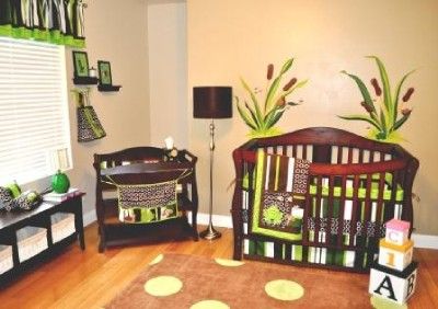 WOW LOOK 10PC FROG NURSERY DISCOUNT DESIGNER CRIB BEDDING SET GREEN