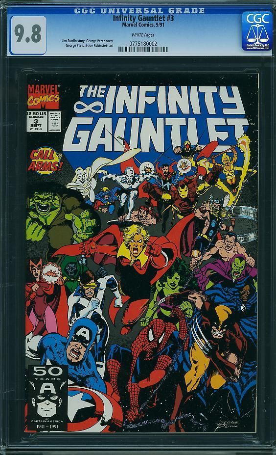 Infinity Gauntlet 3 CGC 9 8 White Pages Jim Starlin