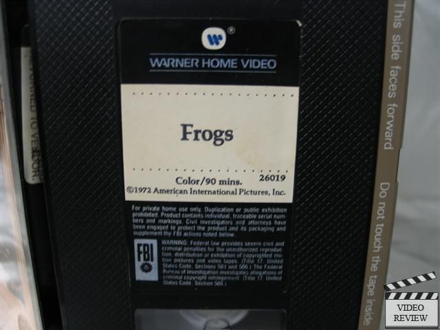 Frogs VHS Ray Milland Sam Elliott Joan Van Ark