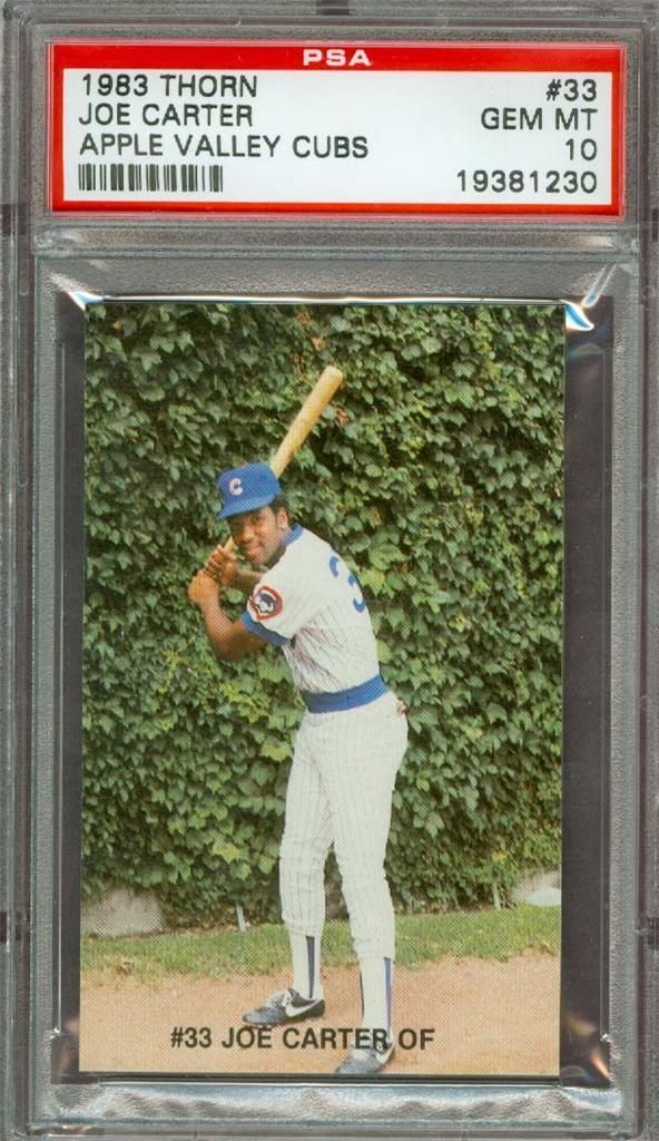 1983 Thorn Joe Carter Apple Valley Cubs 33 PSA 10