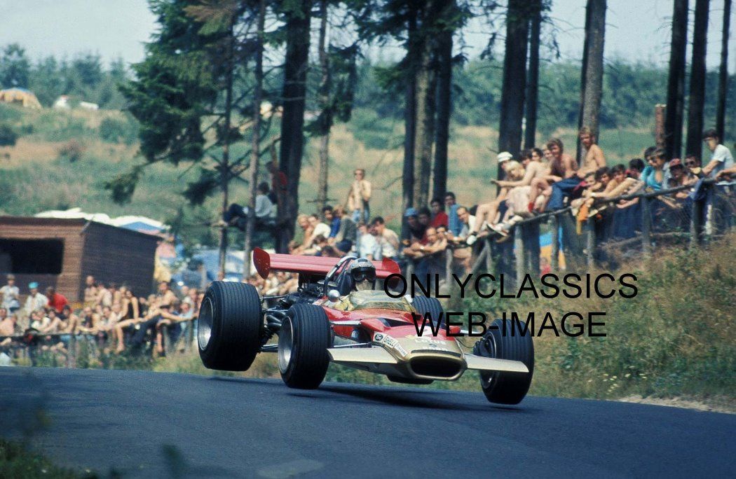 1969 Jochen Rindt Lotus Car Fly in Air Grand Prix Formula One Auto