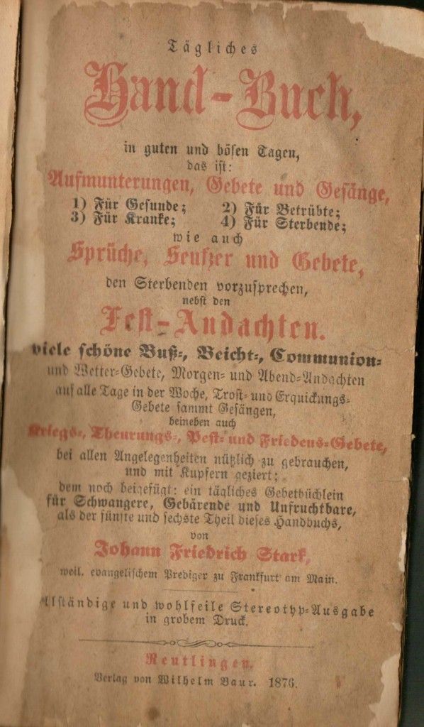 Rare Book Johann Friedrich Stark German Gebet Buch devotions hymns