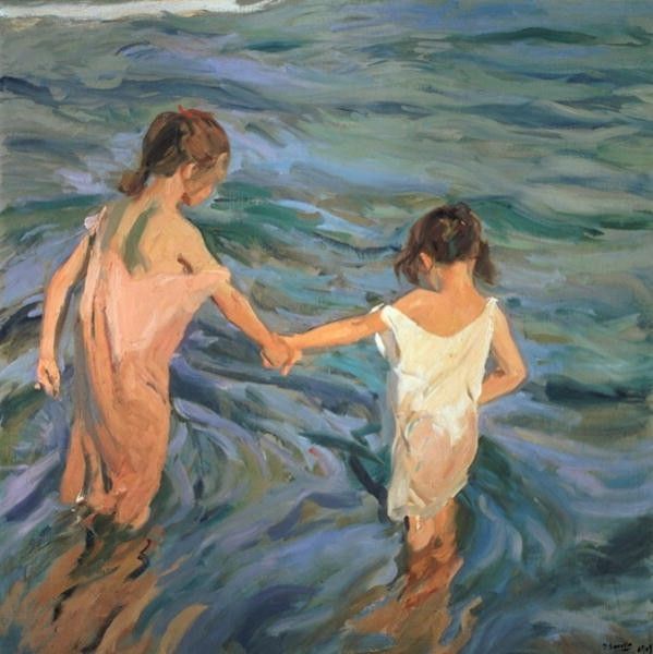 Children in The Sea Joaquin Sorolla Y Bastida Oil Repro