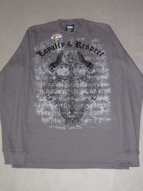 Loyalty and Respect Grey MMA Elite Longsleeve Thermal Shirt Mens