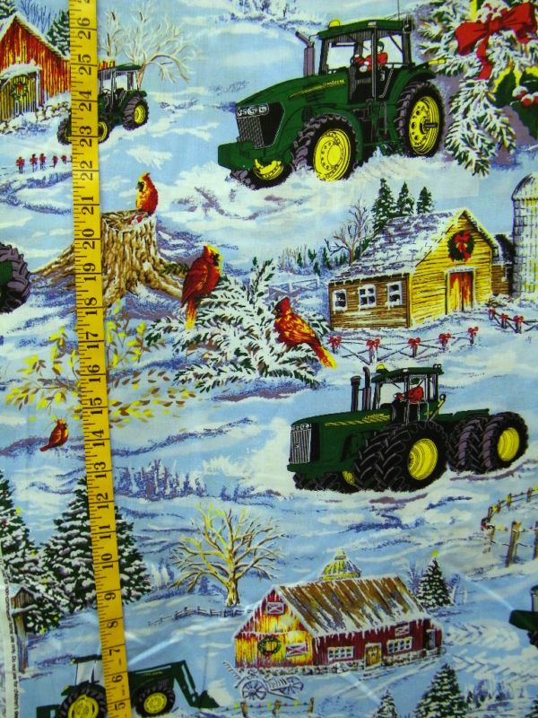 John Deere Winter Holiday 100 Cotton Fabric 1 2 Yard