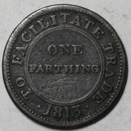 1813 John Knapp Glover Farthing Sidbury Old US Money  