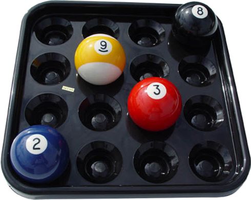 BLACK BILLIARD BALL SET POOL TRAY HOLDS 16 BALLS NEW  