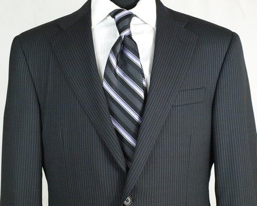 Hickey Freeman Beacon 2 Button Black Multi Stripe Suit $1495  