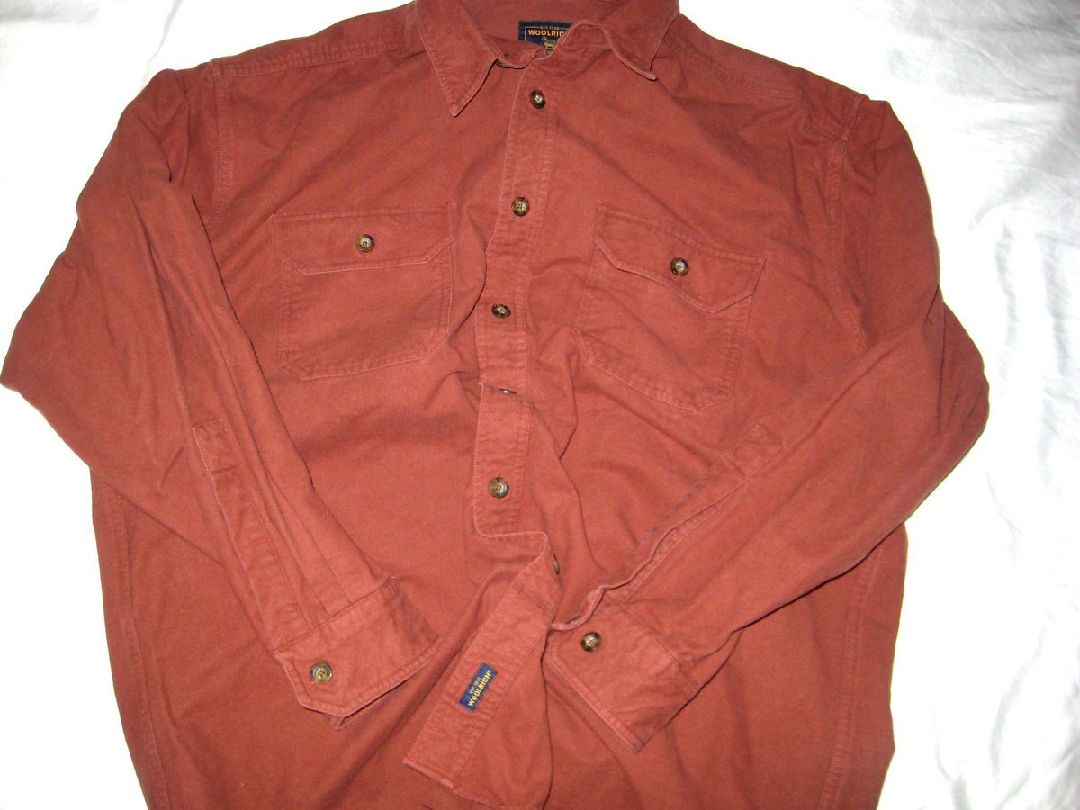 Woolrich John Rich Bros Sedona Red Heavy Flannel Shirt Logo Buttons Nice XXL  