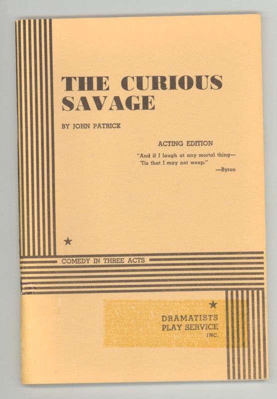 The Curious Savage by John Patrick Broadway Play Script Classic Farce Softcover  