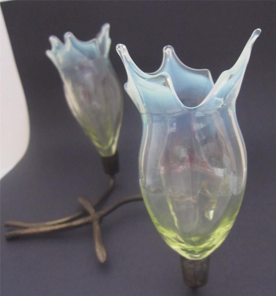 1902 Opalescent Vaseline Glass Flower Holder John Walsh England See Video Spin  