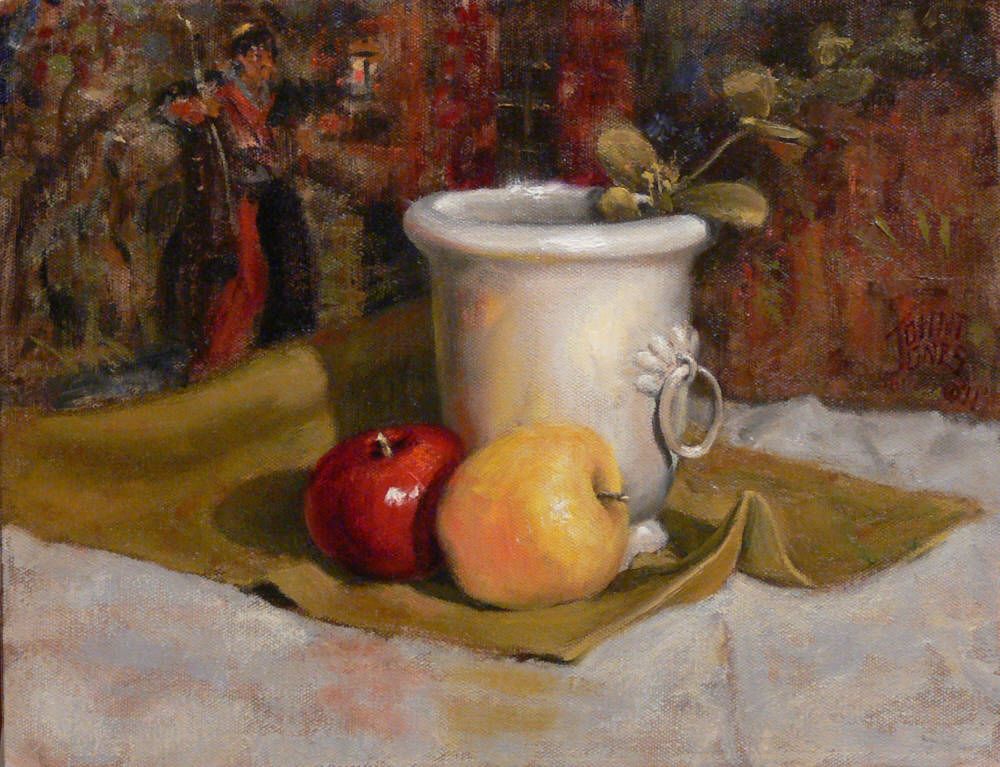 Original Oil Still Life Painting Apples by John T Jones  