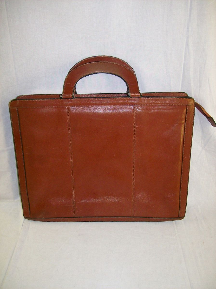Vintage Full Grain Leather Briefcase Brown Korea Made Used  