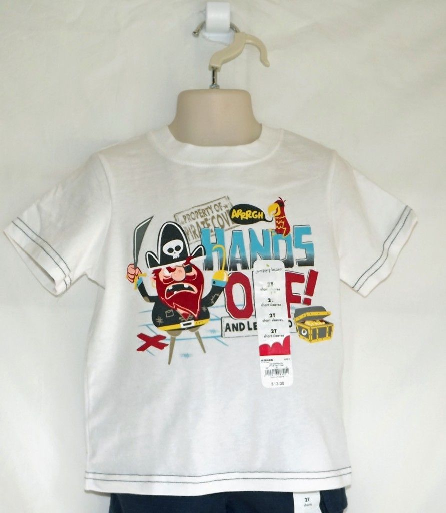 Jumping Beans Boys White Pirates Treasure Short Sleeve T Shirt Tee