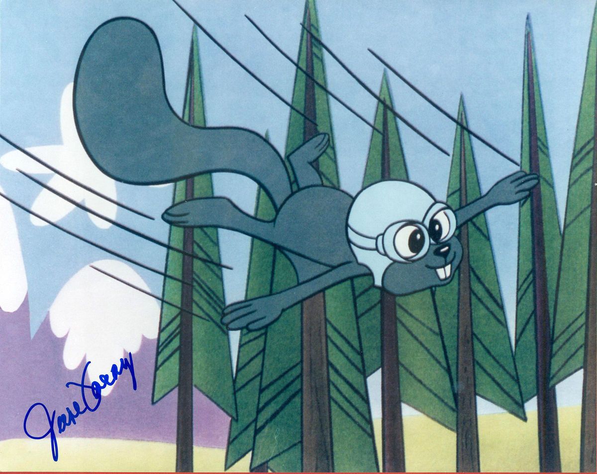 June Foray Signed 8 x 10 of Rocky The Flying Squirrel Voice Actress on  PopScreen