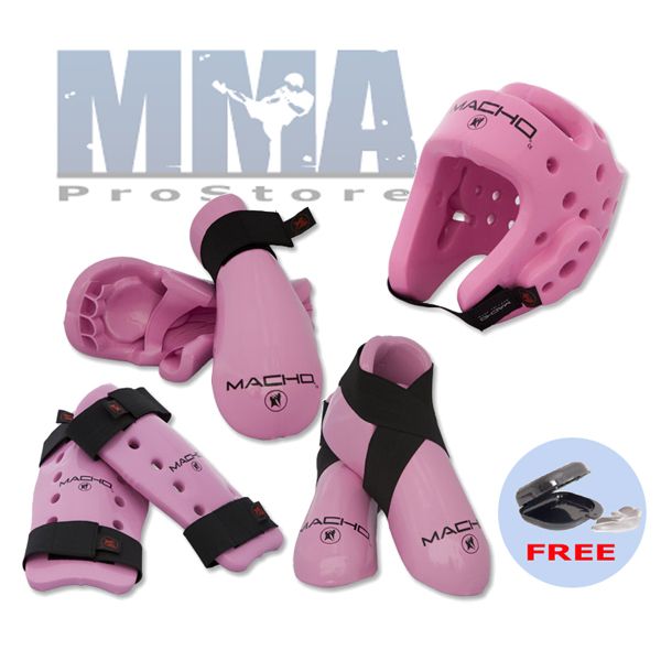 Macho Dyna Sparring Gear Set Karate Taekwondo Pink 7pc