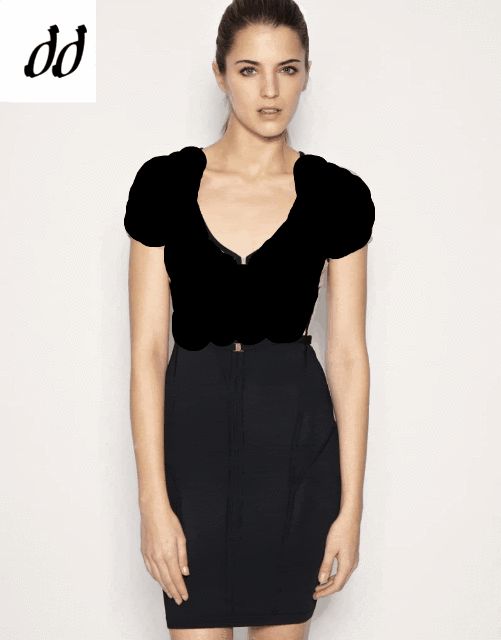 Karen Millen Black Knit New Bodycon Logo Dress Size 10 12 Black