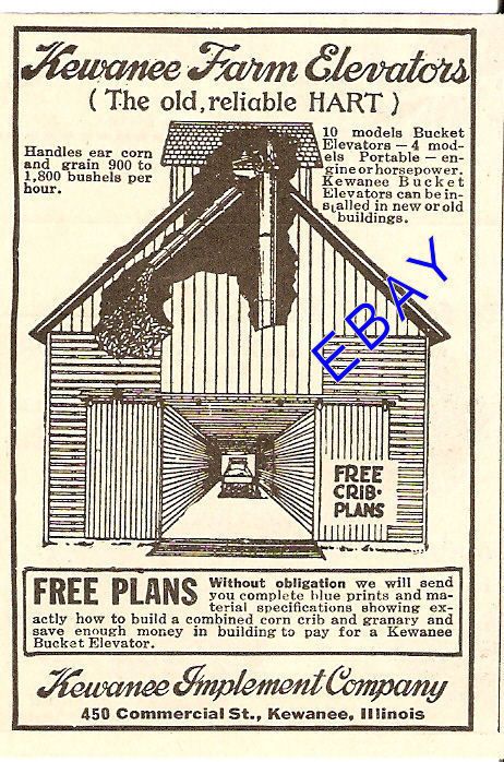 1925 Kewanee Hart Farm Grain Elevator Ad Kewanee IL