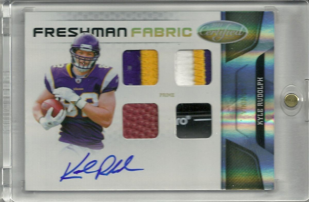 KYLE RUDOLPH 2011 Certified RC AUTO Quad 3 Color PATCH BALL SHOE GOLD