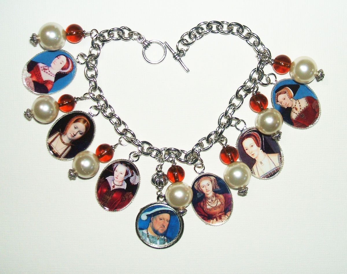 King HENRY VIII 6 Wives Tudors CHARM BRACELET Vintage Art Images ROYAL