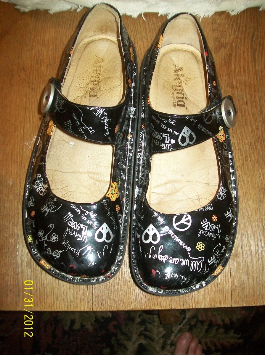 pg lite alegria black PEACE LOVE closed back nursing clogs shoes 40 or