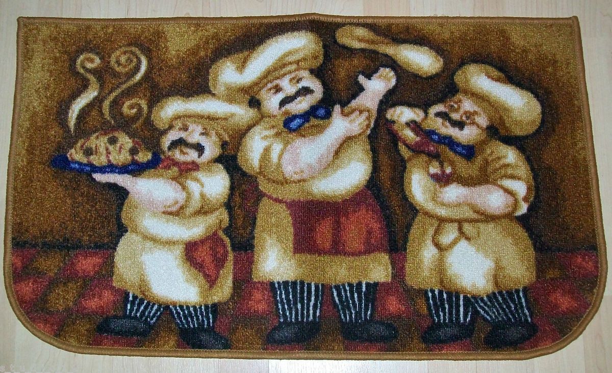 Italian Pasta Pizza Wine Bistro Chefs Slice Rug Kitchen Mat 18x30 Rugs