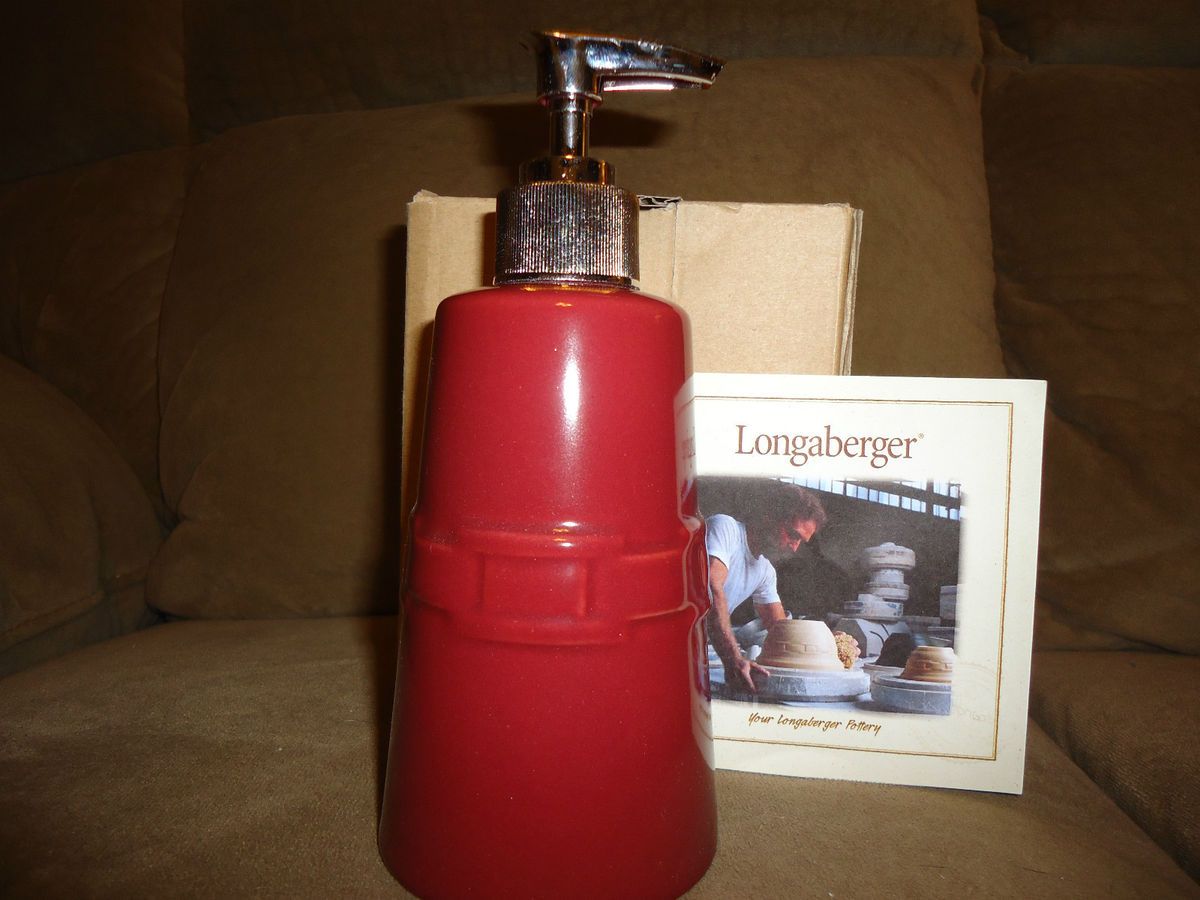 Longaberger Woven Traditions Pottery Paprika Soap Pump Dispenser  RARE